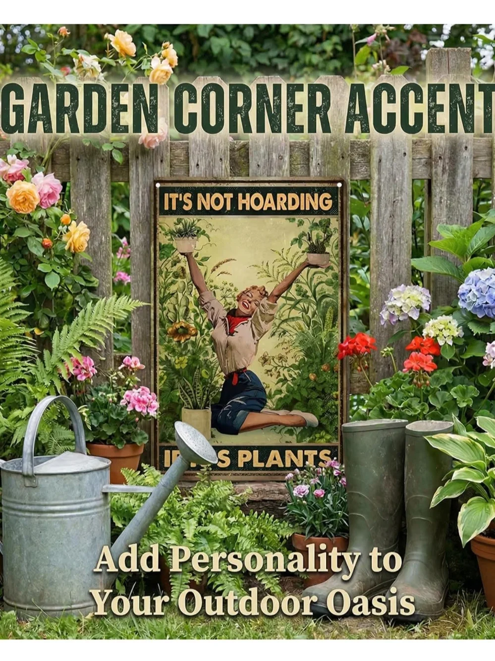 It's Not Hoarding If It's Plants Wall Art - Vintage Plant Lover Sign - Green